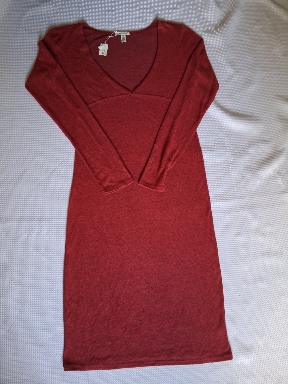 Capella Classic V-Neck Long Sleeve Red Knit Dress